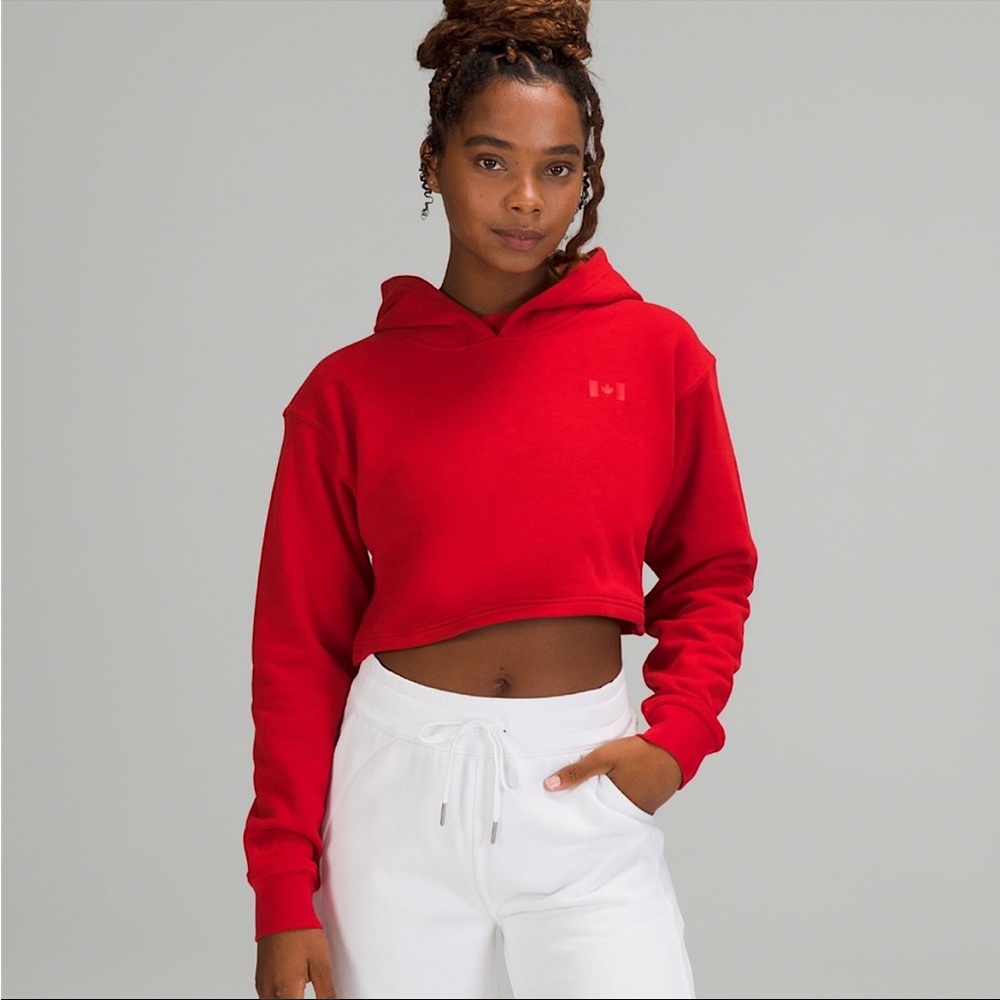 Lululemon RARE Olympic Team Canada All Yours Red Cropped Hoodie Size 6